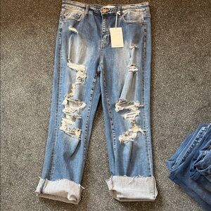 VERVET BY FLYING MONKEY Distressed Blue Jeans